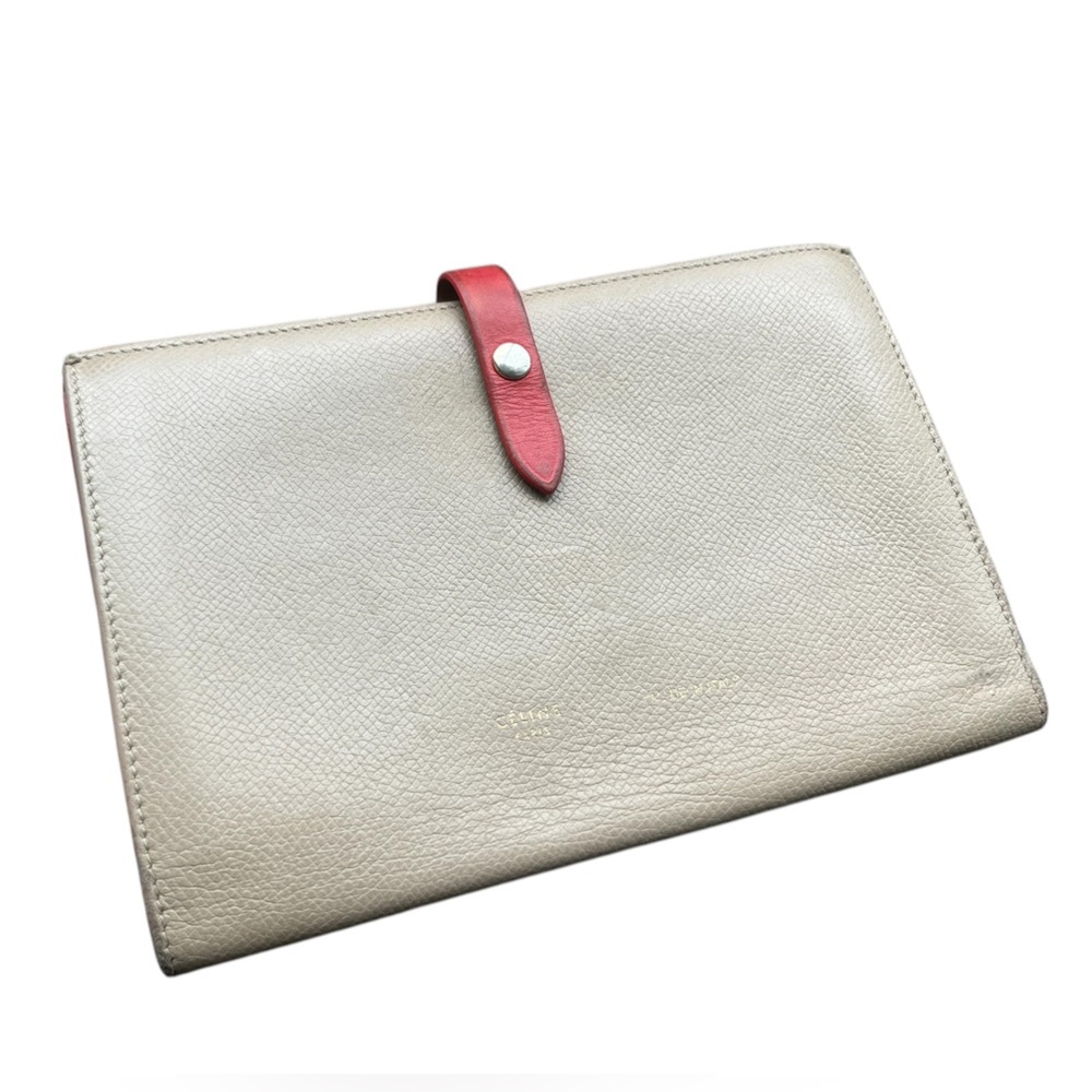 Celine Large Wallet Cream and Bright Orange/Red